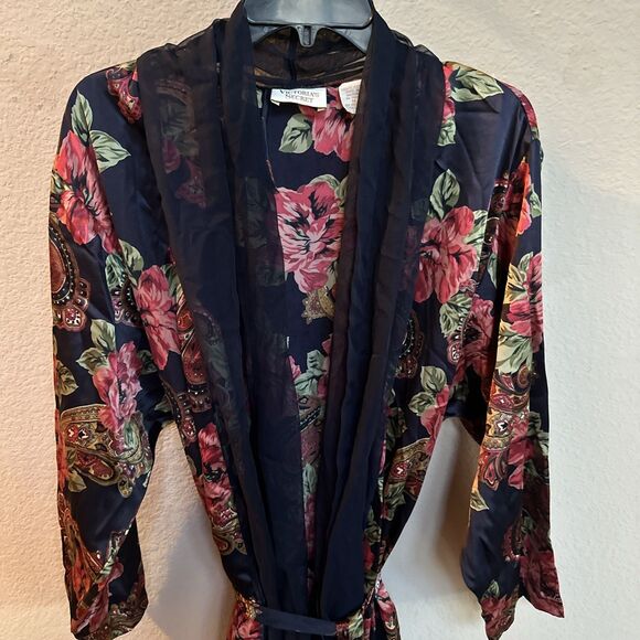 Victoria Secret Gold Label Vintage 80s 90s Luxury Medium Floral Robe Beautiful - Picture 4 of 8